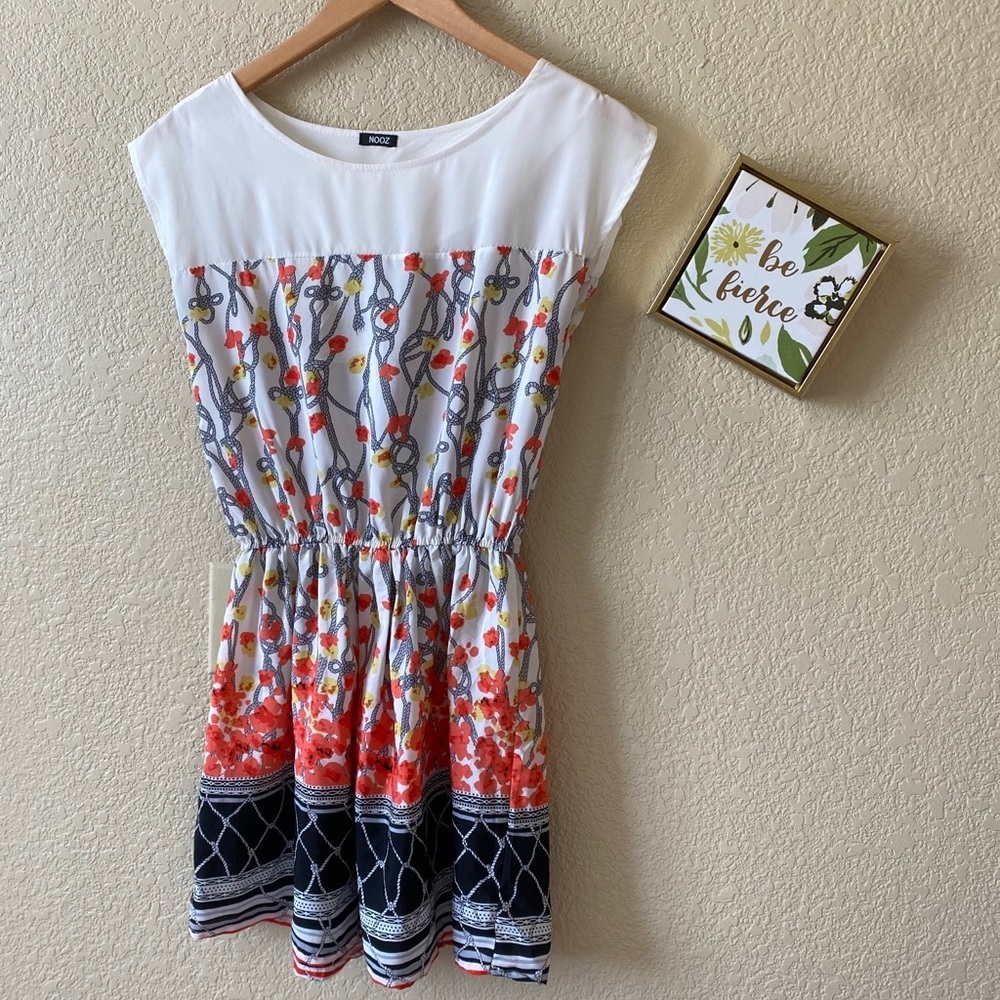 Nooz floral‎ and tile pattern dress elastic waist